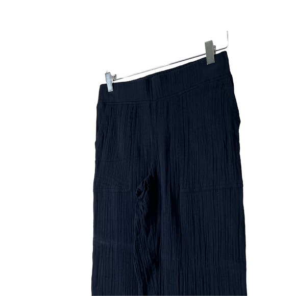 A500275 LOGO Lori Goldstein Beach to Street Cotton Gauze Pants Black Petite XXS - Picture 4 of 6